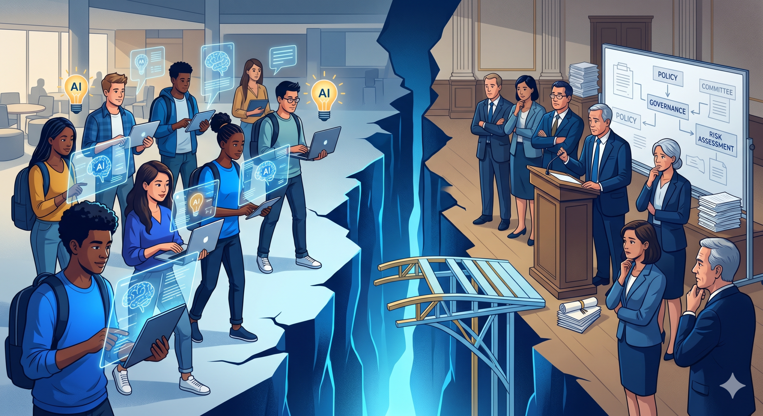 AI & Higher Education Global Brief: The Polarized Campus — When Students Surge Ahead and Institutions Fall Behind